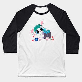 Cute animal with a gift in its paws. Baseball T-Shirt